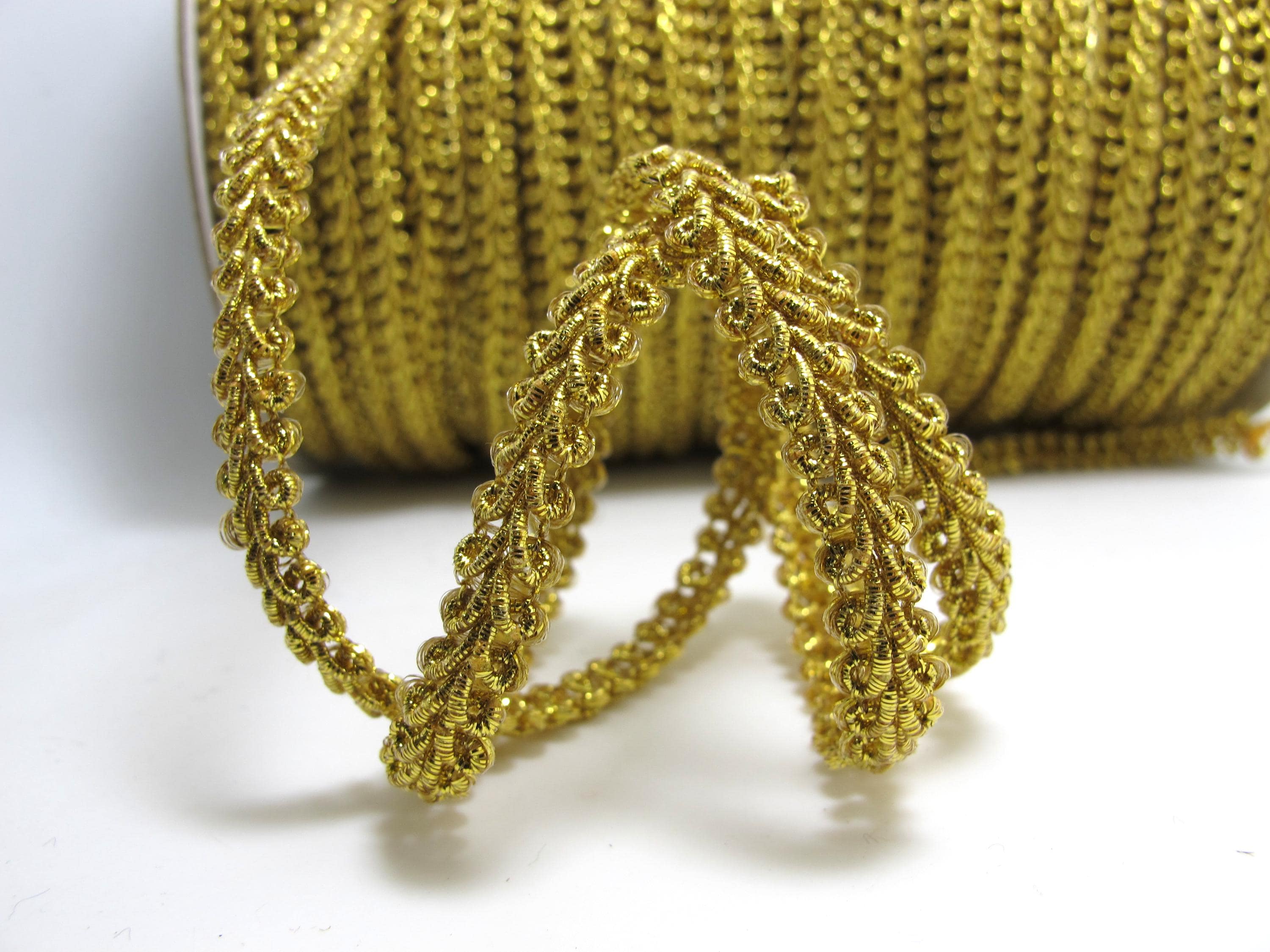5 Yards Gold Gimp Braided Gold Metallic Edge Trim, Gimp Braid, Braided ...