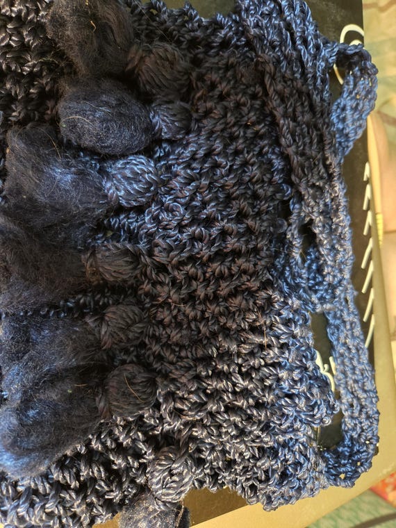 Brand New Hand Crochet  Crossbody Blue Small Bag