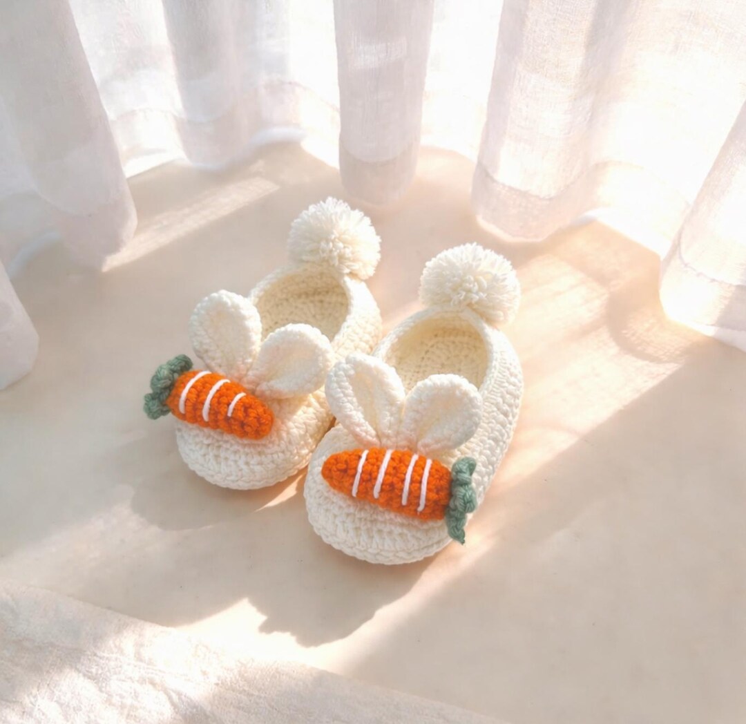 Crochet Baby Booties Pattern PDF, Easter Bunny Shoes With Carrot, Cute ...