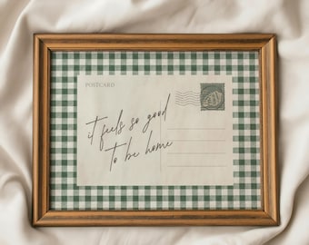Feels So Good To Be Home — Gingham Housewarming Postcard Wall Art Print (Digital Download)
