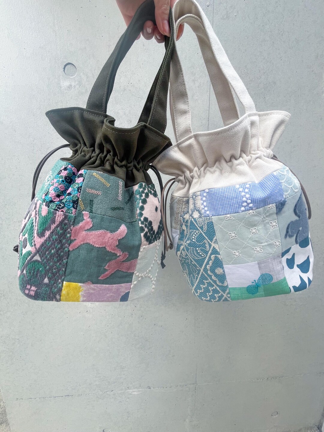 Patchwork Drawstring Bucket Bag - Etsy