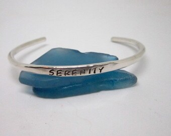 Personalized Sterling Silver Or 14K Gold Fill  "Serenity" Recovery Cuff