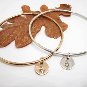 STERLING SILVER or 14 K GOLD Fill Bangle & Eating Disorder Charm image 4