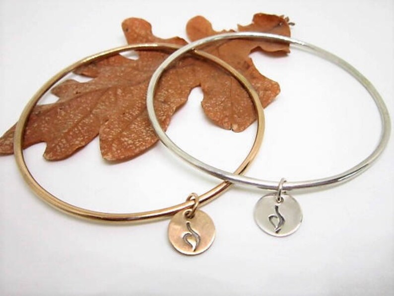 STERLING SILVER or 14 K GOLD Fill Bangle & Eating Disorder Charm image 4