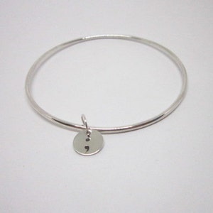 STERLING SILVER or 14 K GOLD Fill Bangle & Suicide Awareness Charm image 2