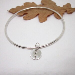 STERLING SILVER or 14 K GOLD Fill Bangle & Suicide Awareness Charm image 4