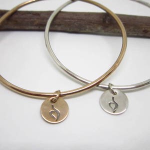 STERLING SILVER or 14 K GOLD Fill Bangle & Eating Disorder Charm image 8