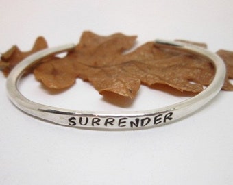 Personalized 14K Gold Fill Or Sterling Silver "Surrender"  Recovery Cuff