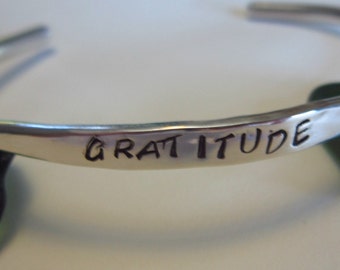 Personalized Sterling SILVER Or 14K GOLD Fill  "Gratitude" Recovery Cuff