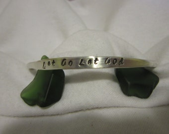 Personalized Sterling Silver Or 14K Gold Fill "Let Go Let God"  Recovery Cuff