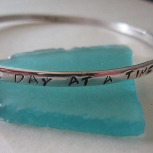 Personalized Sterling Silver or 14K Gold Fill Recovery Bangle, One Day At A Time image 3