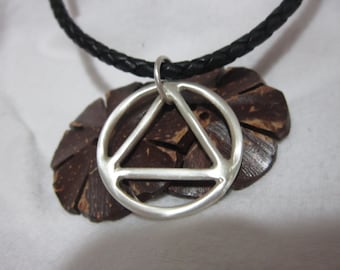 AA Sterling Silver Symbol on Leather for Him