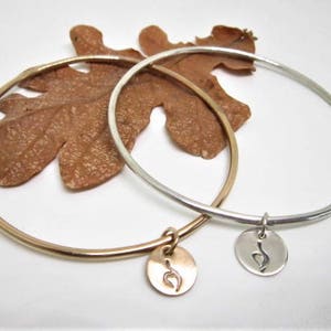 STERLING SILVER or 14 K GOLD Fill Bangle & Eating Disorder Charm image 9
