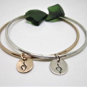 STERLING SILVER or 14 K GOLD Fill Bangle & Eating Disorder Charm image 5