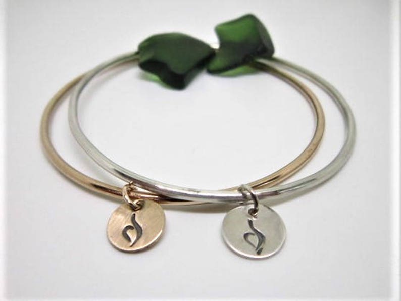 STERLING SILVER or 14 K GOLD Fill Bangle & Eating Disorder Charm image 5