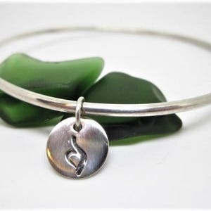 STERLING SILVER or 14 K GOLD Fill Bangle & Eating Disorder Charm image 2