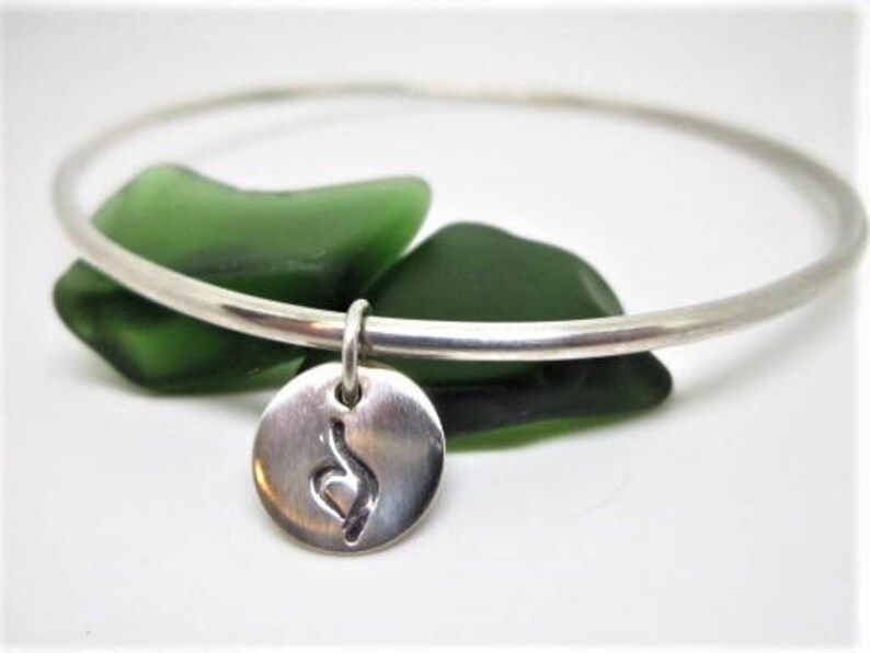 STERLING SILVER or 14 K GOLD Fill Bangle & Eating Disorder Charm image 2