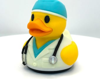 Doctor / Nurse 4x4 Duck - Teal Scrubs, Lab Coat, Stethoscope