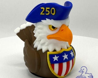 250 Patriot Eagle Duck - USA 250th Birthday Tricorn Hat American Flag Collectible 3D Printed