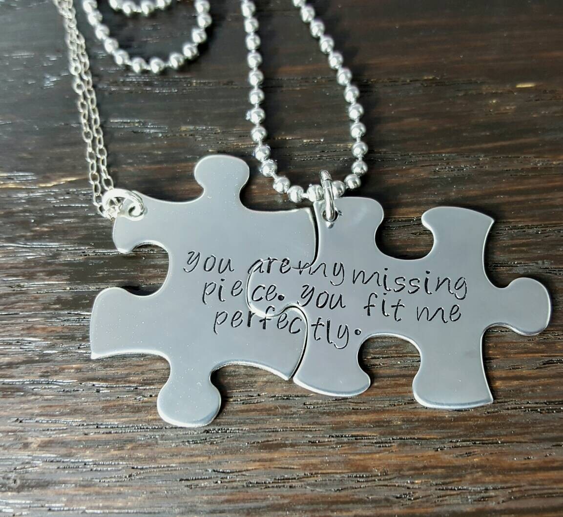 Personalize Your Own His and Her Puzzle Piece Necklace Set Etsy