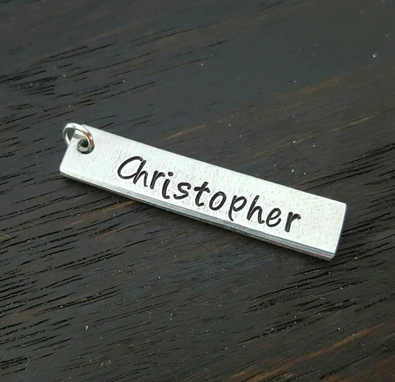 Add on Charm by Miss Ashley Jewelry 1 Rectangle Tag Hand Stamped Charm