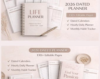 Planificador de vida para mamás 2026 / Canva editable, imprimible y digital (derechos de reventa PLR)