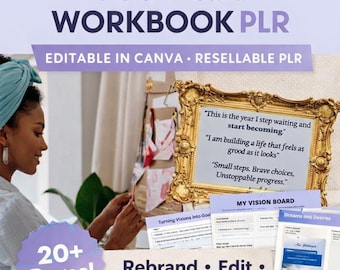 Vision Board Workbook PLR | Canva Bearbeitbares Ziel Journal | Arbeitsheft für persönliche Entwicklung | Vorlage weiterverkaufen