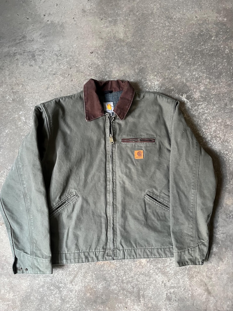 Giacca vintage Carhartt Detroit J97 Mos Green Small immagine 1