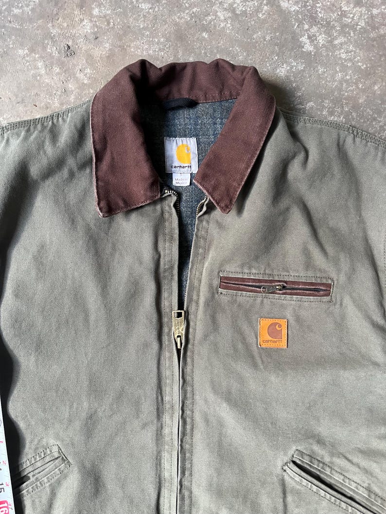 Giacca vintage Carhartt Detroit J97 Mos Green Small immagine 7