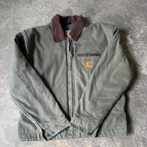 Giacca vintage Carhartt Detroit J97 Mos Green Small immagine 3