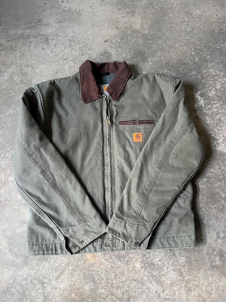 Giacca vintage Carhartt Detroit J97 Mos Green Small immagine 3