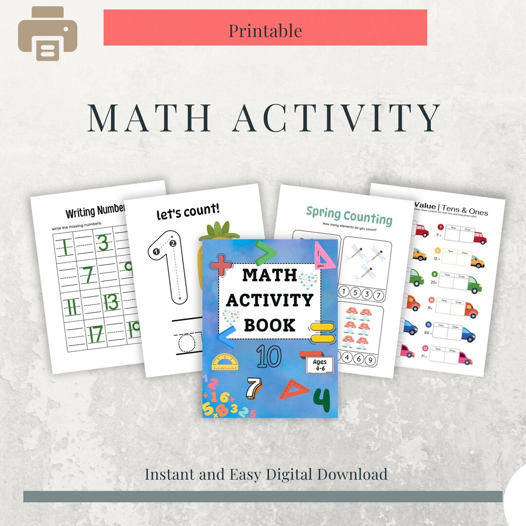 Math Activity Book | Preschool Kindergarten Numbers 1-20 (printable PDF ...