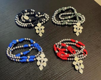 Paracord Rosary – Stainless Steel Beads, Triple Threat Crucifix – Rugged Catholic Men’s Rosary Gift