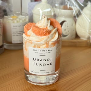 Orange sundae Candle | Premium Soy-Coconut Wax Dessert Candle | Fresh Citrus Scented Handmade Candle | dessert candle | ice cream candle