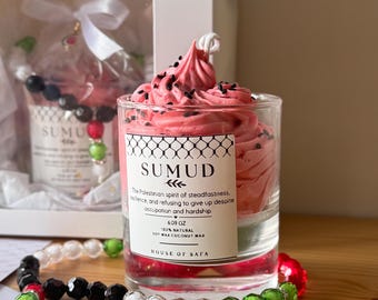 Bougie citron de Palestine | Coffret cadeau | Bougie en cire de soja et de coco | Bougie artisanale parfumée à la pastèque | Sadaqah | Palestine libre