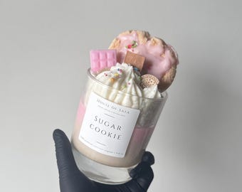 Vela de biscoito de açúcar | Vela de sobremesa premium de cera de soja e coco | Vela artesanal com aroma de biscoito de açúcar | vela de sobremesa | biscoito de açúcar
