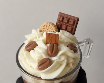 Candela al caffè 250 ml | Candela artigianale in cera di soia e cocco | Candela da dessert | Candela profumata all'espresso | Decorazione accogliente per la casa | Idea regalo