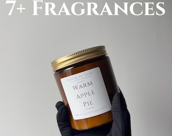 Bougie artisanale à la cire de soja et à la noix de coco naturelle, 7 parfums et plus – Vegan et non testée sur les animaux – 227 g – 80 heures de combustion