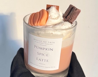 Pumpkin Spice Latte Candle | Handmade Fall Candle | Coconut Soy Wax | WoodenWick | Autumn Decor | Buttercream & Caramel Scent