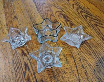 Set of 4 vintage star candle holders (3 sticks ) one tea lit
