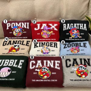 The Amazing Digital Circus All Characters Tshirt Sweatshirt, Pomni Jax Ragatha Gangle Crewneck, Caine Kinger Zooble Pullover, Gamer Gift