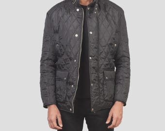 Chaqueta cortavientos acolchada Barry para hombre, negra o azul, ligera, con cremallera, abrigo informal para uso urbano.