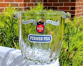 Vintage French Pernod Fils Spiritueux Anise Paris Glass Ice Bucket