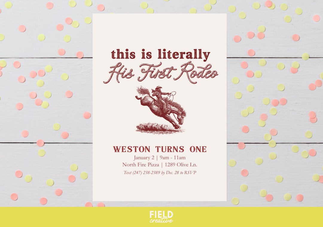 Literally His First Rodeo Invitation | Cowboy First Birthday | Editable ...