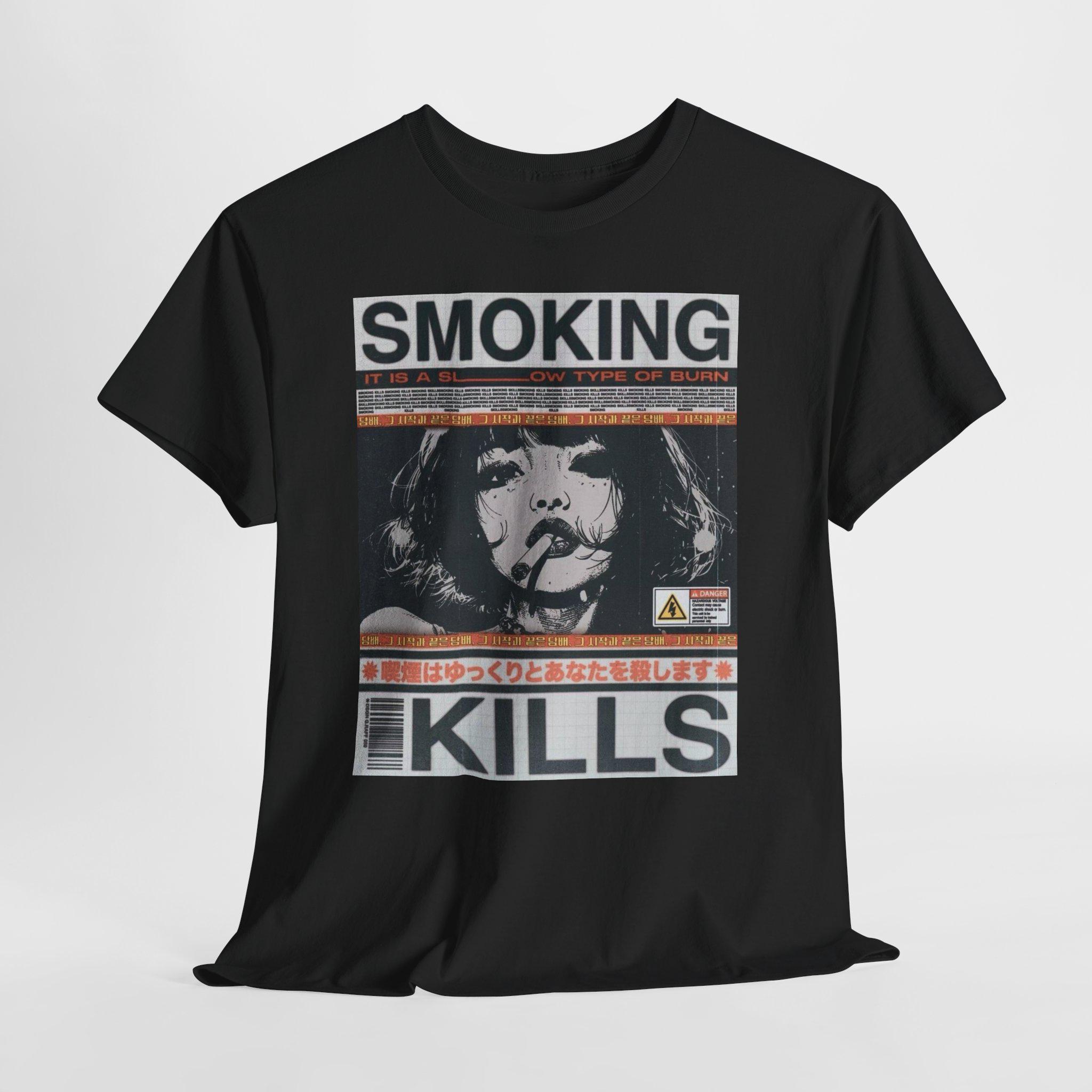 Smoking Kills Graphic Tee | Retro Warning Label, VHS Aesthetic - Etsy