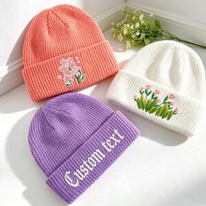 Embroidered Personalized Beanie Winter Hat Custom 3dLogo/Text Hats Custom Winter Beanie Classic Beanies for Adults Winter Beanies Warm Hats.