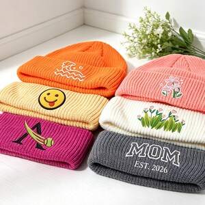 Berretto personalizzato con logo/testo ricamato, berretto caldo lavorato a maglia, berretto da donna personalizzato, berretto invernale da donna, berretto da uomo, regali di Natale
