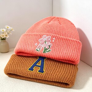 Cappello invernale da uomo e da donna, berretto personalizzato con logo/testo 3D, caldo cappello lavorato a maglia, regali di Natale, cappelli coordinati con monogramma per bambini e adulti.