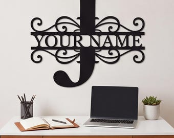 Monogram Metal Wall Art, Family Name Sign, Living Room Mantel Decor, Custom Letter Plaque
