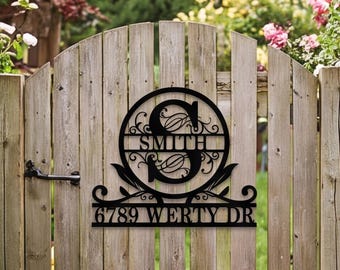 Metal Wall Art, Smith Family Name Sign, Custom Address Plaque, Monogram House Number Sign
